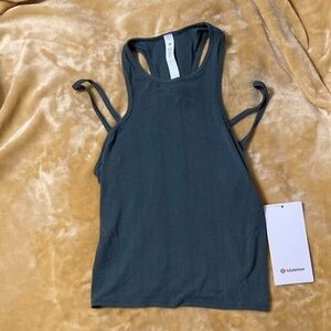NWT Lululemon double strap yoga tank in loden green